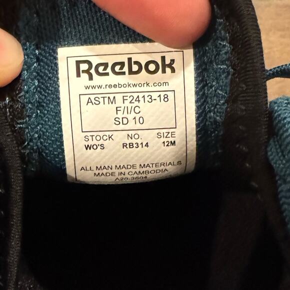Reebok Work Fusion Flexweave Comp Toe Sneakers Black Teal Women's 12 M New - Picture 4 of 7